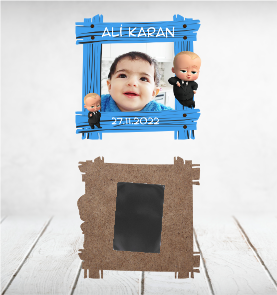 Patron Bebek Mavi Çit Ahşap Magnet